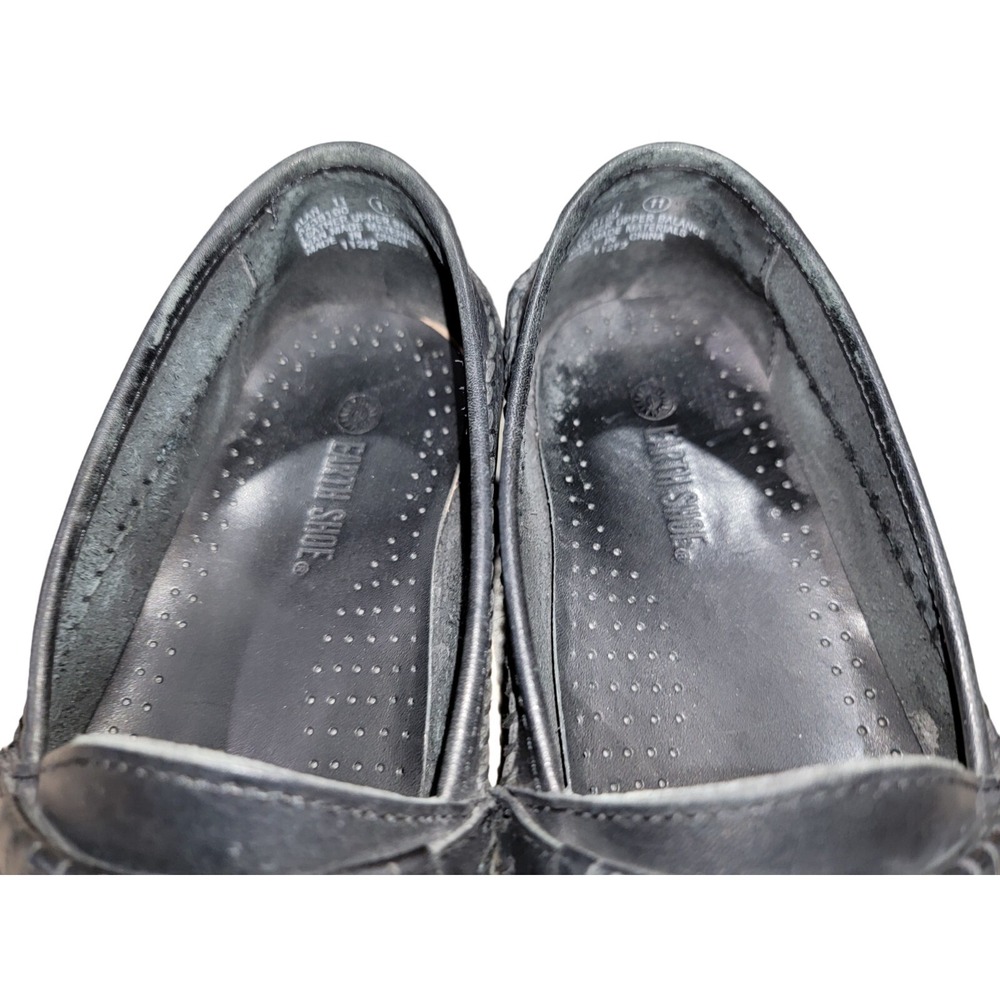 Earth Alan II Mens Black Leather Dress Tassel Loafer Weave Slip On Shoes Sz 11 - Picture 9 of 11